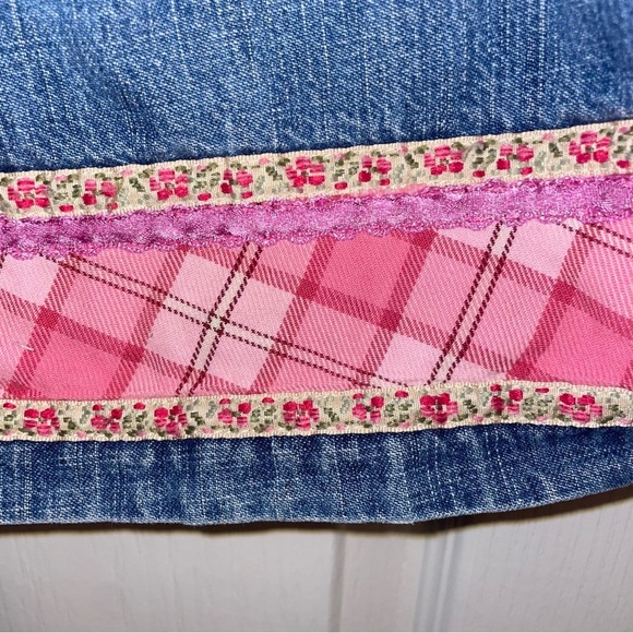 OshKosh Vtg Heart Pocket Overall Denim Dress Girls Infant 24M Y2K 2000s Pink - Picture 4 of 6